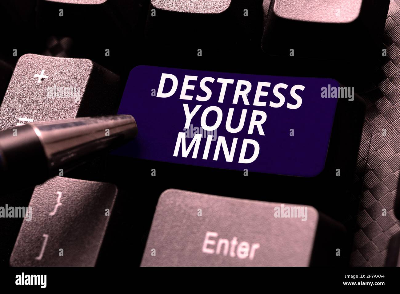Segno che mostra Destress Your Mind. Parola scritta sopra per rilasciare la tensione mentale, ridurre lo sforzo Foto Stock