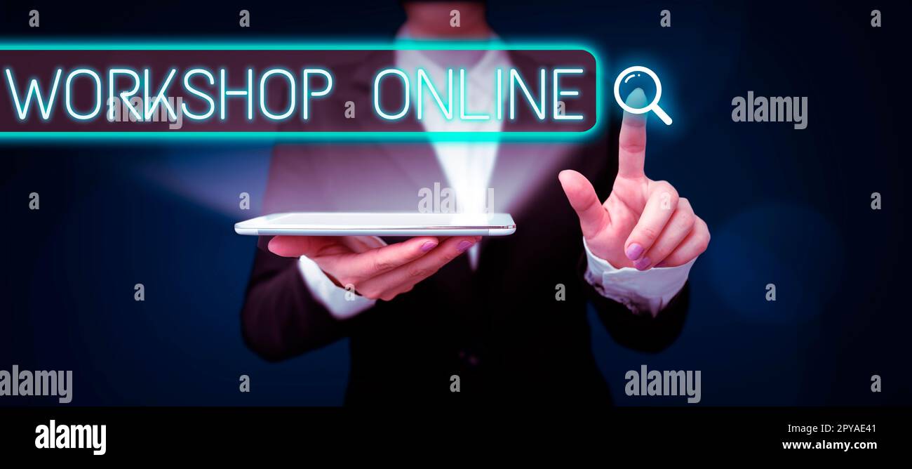 Manuale di testo Workshop online. Parola per stanza o edificio in cui le merci sono fabbricate riparate Foto Stock