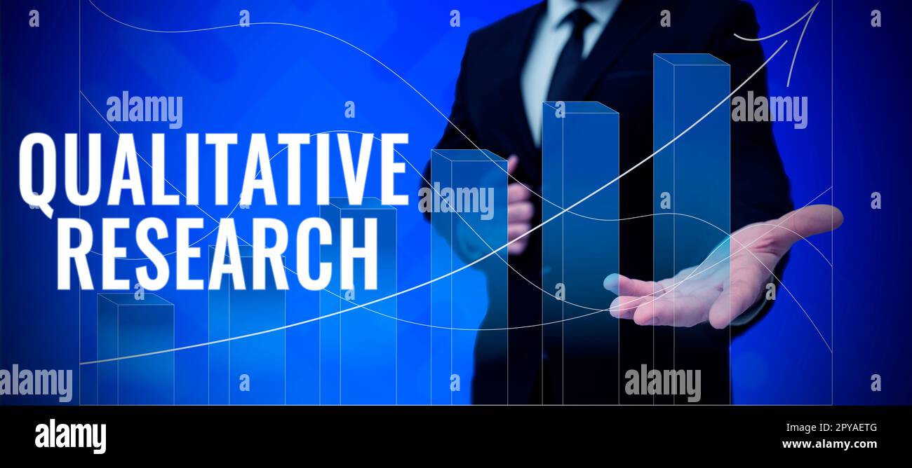 Scrittura a mano segno di ricerca qualitativa. Foto concettuale certificata per svolgere un lavoro competente con esperienza Foto Stock