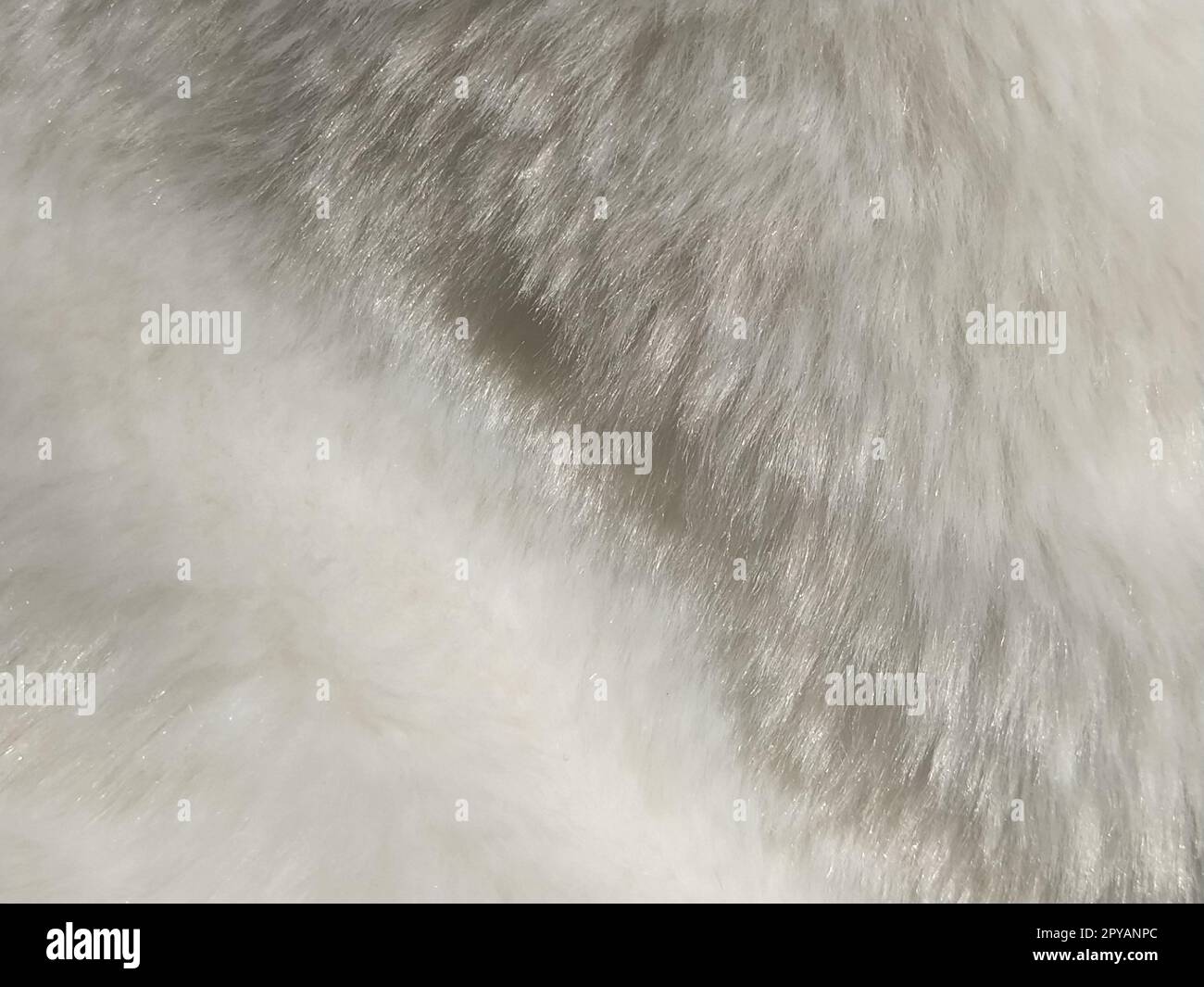 Pelliccia sintetica bianca. Primo piano. Foto parzialmente sfocata. Villi soffici Foto Stock