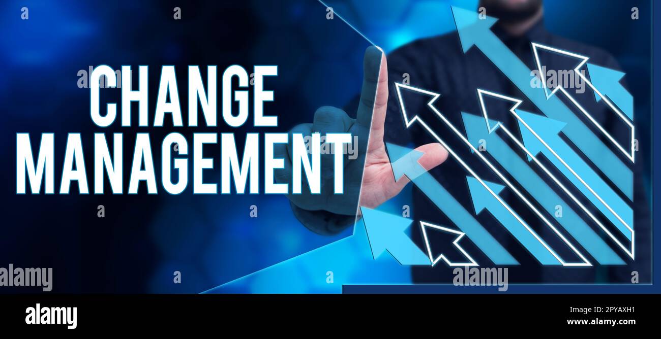 Gestione delle modifiche del testo scritto a mano. Parola scritta sulla sostituzione della leadership in un'organizzazione nuove politiche Foto Stock