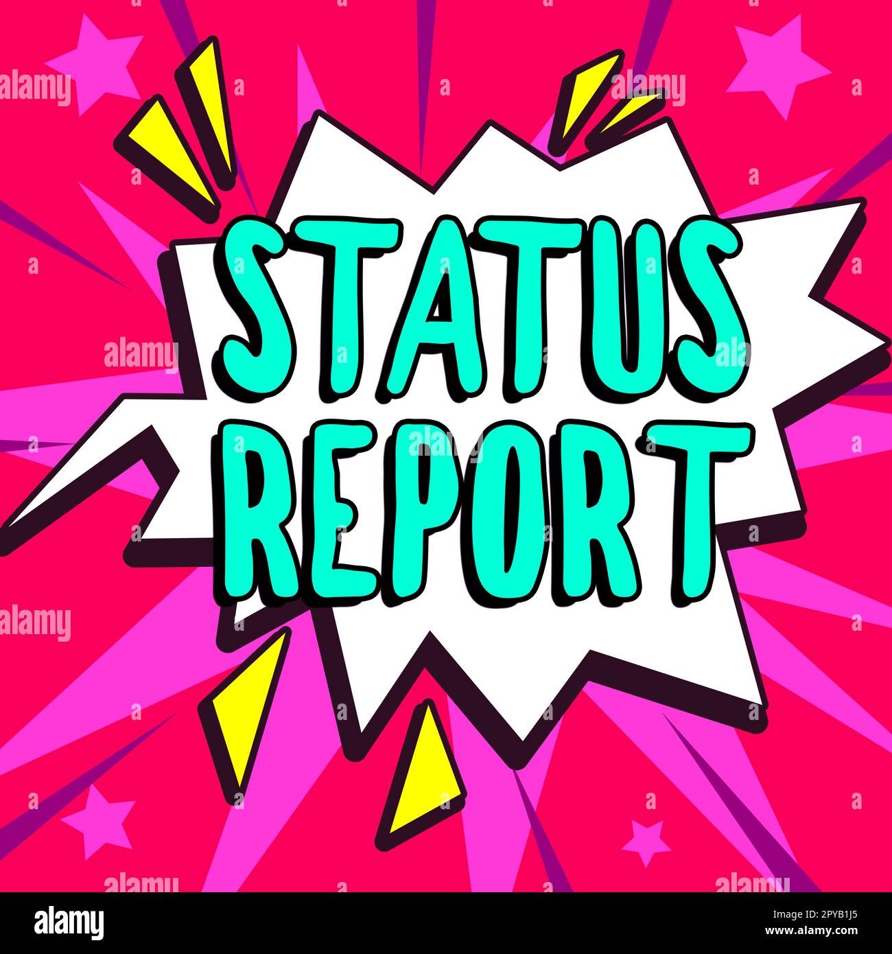 Firma che visualizza il rapporto di stato. Aggiornamento idea di business Riepilogo delle situazioni a partire da un determinato periodo di tempo Foto Stock