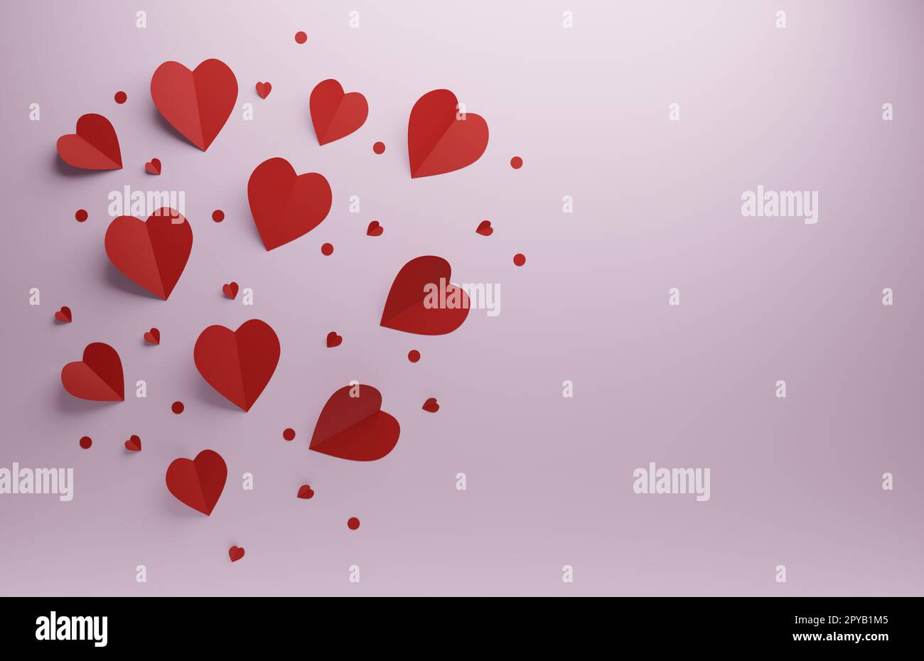 Il cuore rosso si forma su sfondo rosa, San Valentino o matrimonio Foto Stock