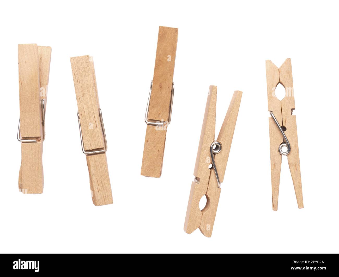 Primo piano di clothespins in legno, fissaggio o tenuta insieme Foto Stock