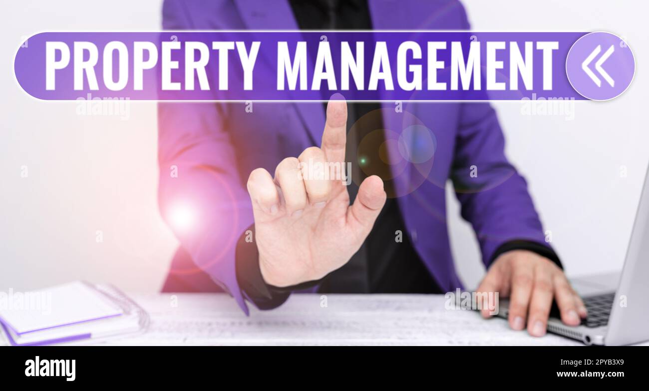 Gestione delle proprietà delle didascalie concettuali. La supervisione concettuale della foto del bene immobile valore conservato della struttura Foto Stock