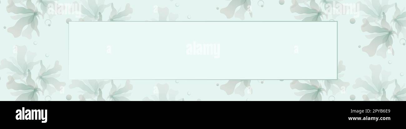 Sfondo da cartolina con fiori delicati e traslucidi turchesi. Spazio di sfondo turchese per il testo. Vettore. EPS10. Illustrazione Vettoriale