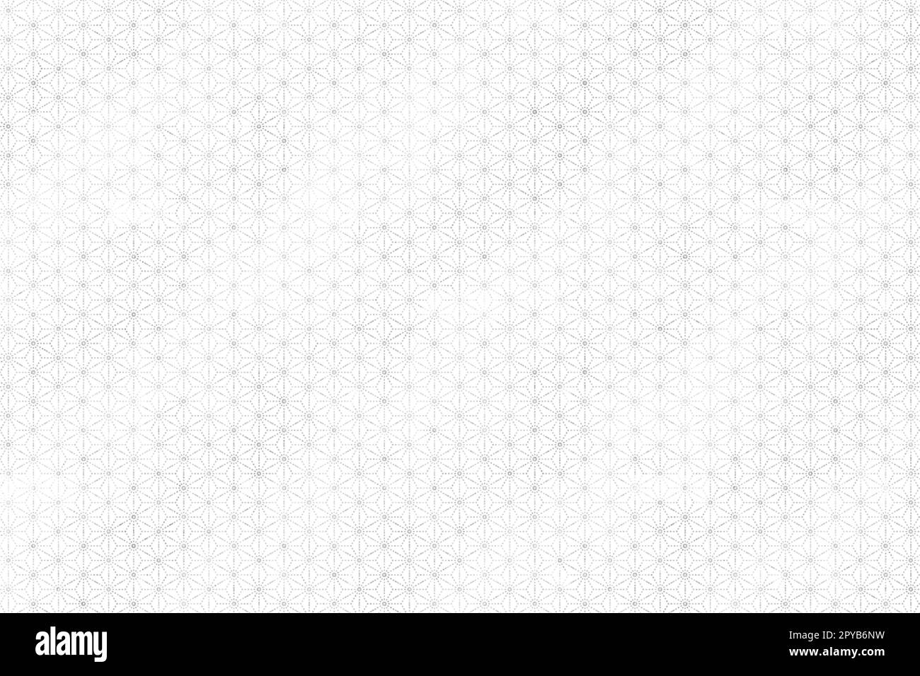 Modello in foglie di canapa bianca e argento con linea tratteggiata. Tradizionale motivo geometrico ed esagonale giapponese. Sfondo texture simile a Washi. Elegante, semplice Foto Stock