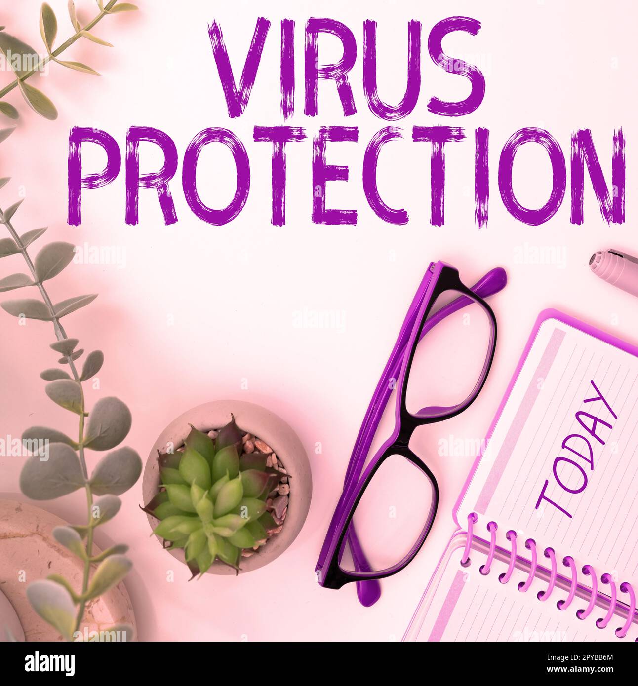 Segno che visualizza protezione da virus. Programma fotografico concettuale progettato per proteggere i computer dal malware Foto Stock