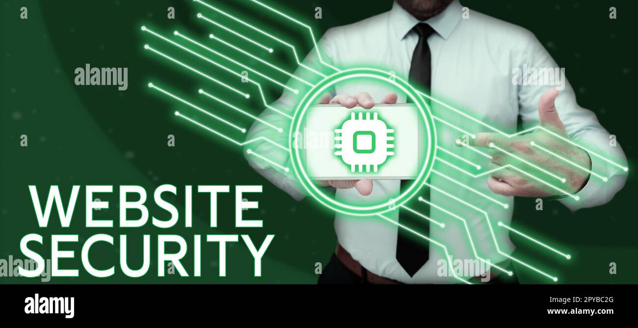 Visualizzazione concettuale sicurezza del sito web. Approccio aziendale componente fondamentale per proteggere e proteggere i siti Web Foto Stock