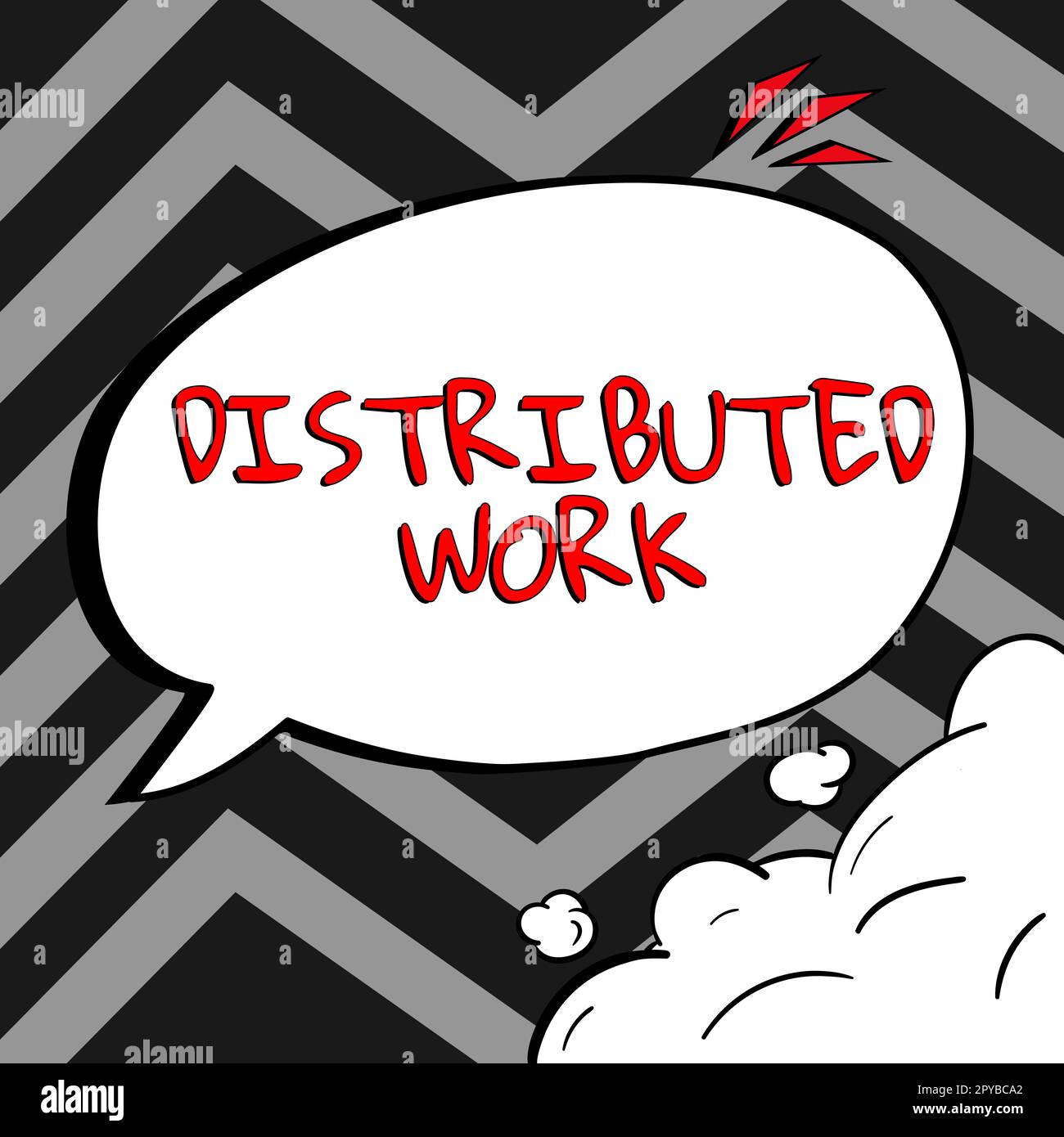 Scrittura a mano testo distribuito lavoro. Parola per praticato dalle imprese che utilizzano le strutture di rete Foto Stock