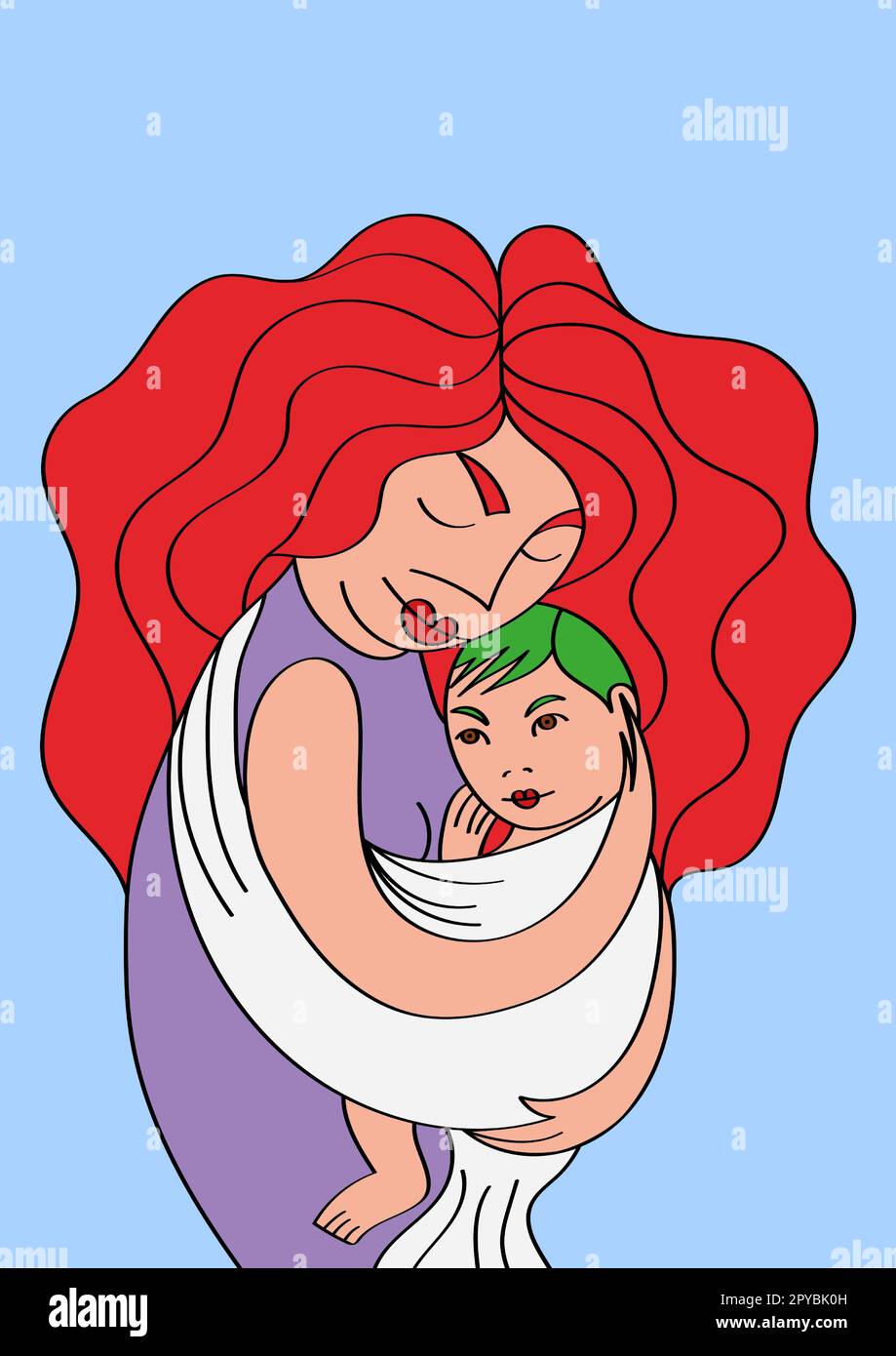 Maternità, madre con il figlio in braccio Illustrazione Vettoriale