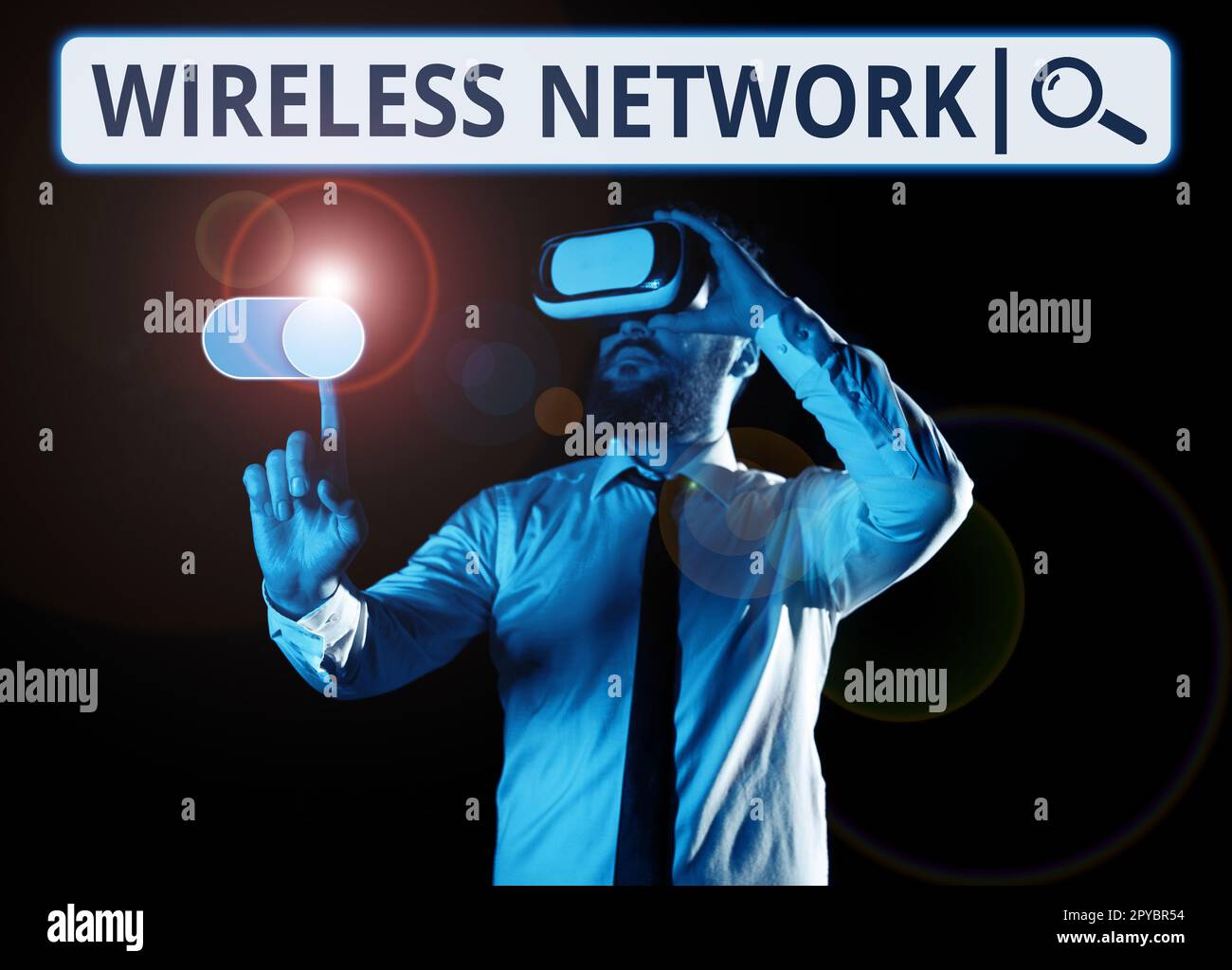 Segnale che visualizza la rete wireless. Approccio aziendale rete di computer che utilizza connessioni dati wireless Foto Stock