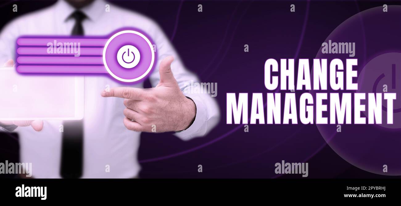 Gestione delle modifiche del testo scritto a mano. Panoramica aziendale Sostituzione della leadership in un'organizzazione nuove politiche Foto Stock