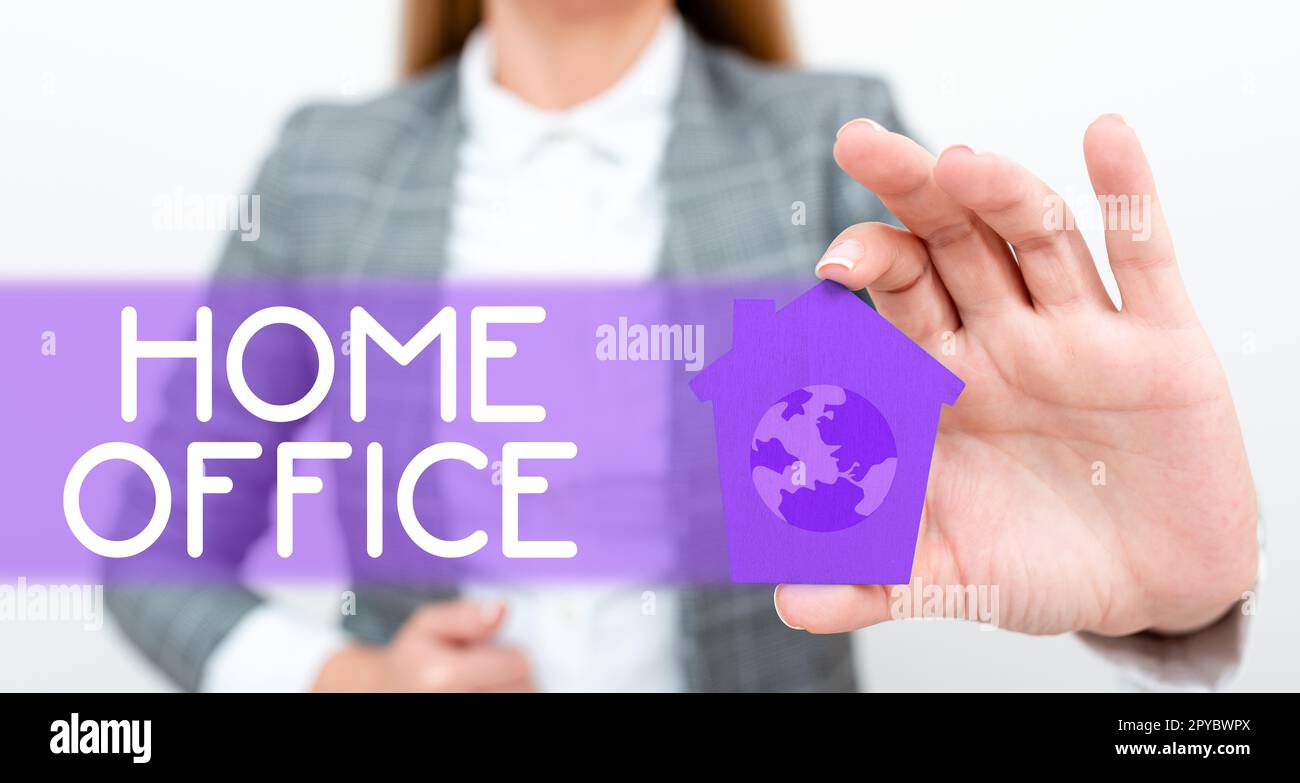 Didascalia concettuale Home Office. Parola scritta nello spazio designato nella residenza di una persona per attività ufficiali Foto Stock