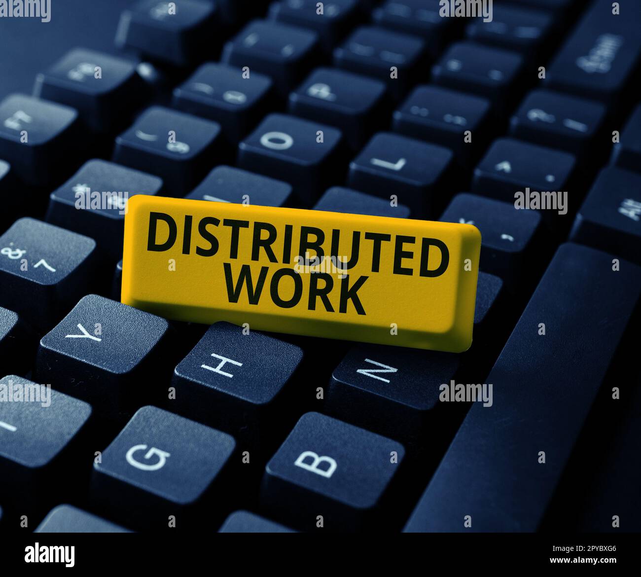 Segno che mostra il lavoro distribuito. Parola per praticato dalle imprese che utilizzano le strutture di rete Foto Stock
