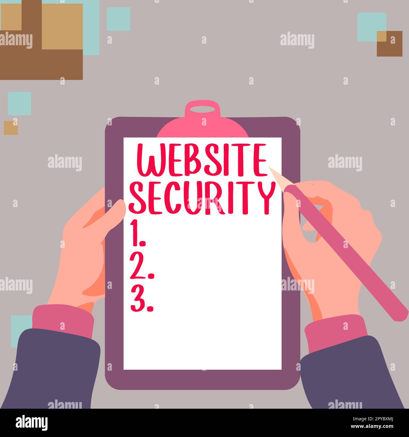 Scrittura a mano testo sicurezza del sito web. Concetto che significa componente fondamentale per proteggere e proteggere i siti Web Foto Stock