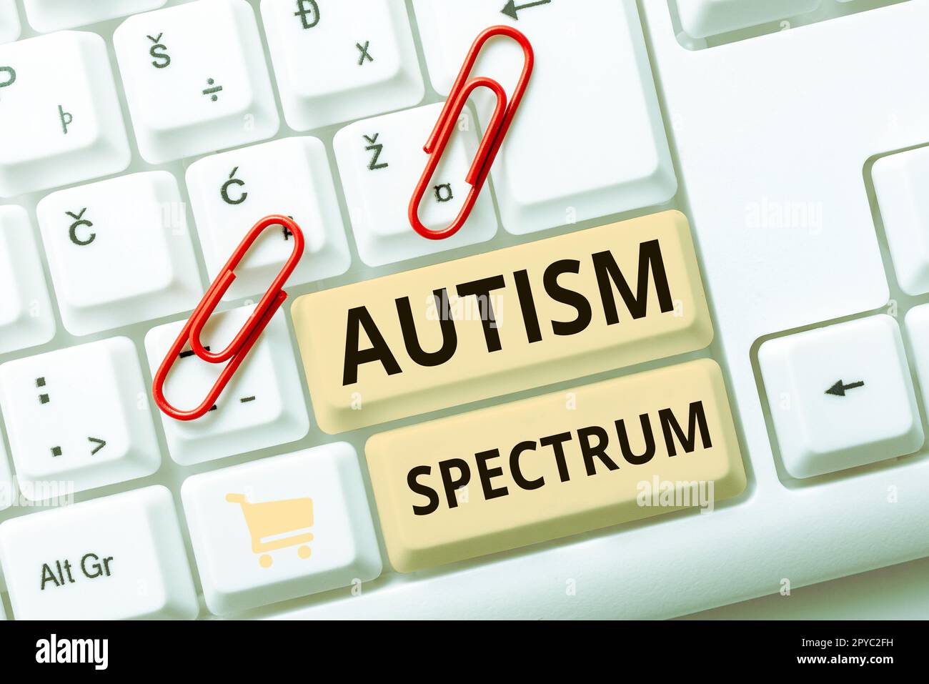 Spettro autismo visualizzazione concettuale. Parola per menomazioni nella capacità di comunicare e socializzare Foto Stock