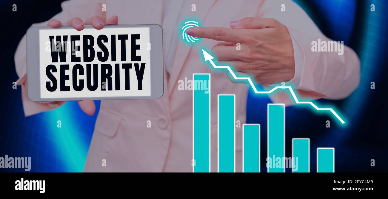 Didascalia concettuale sicurezza del sito web. Panoramica aziendale componente critico per proteggere e proteggere i siti Web Foto Stock
