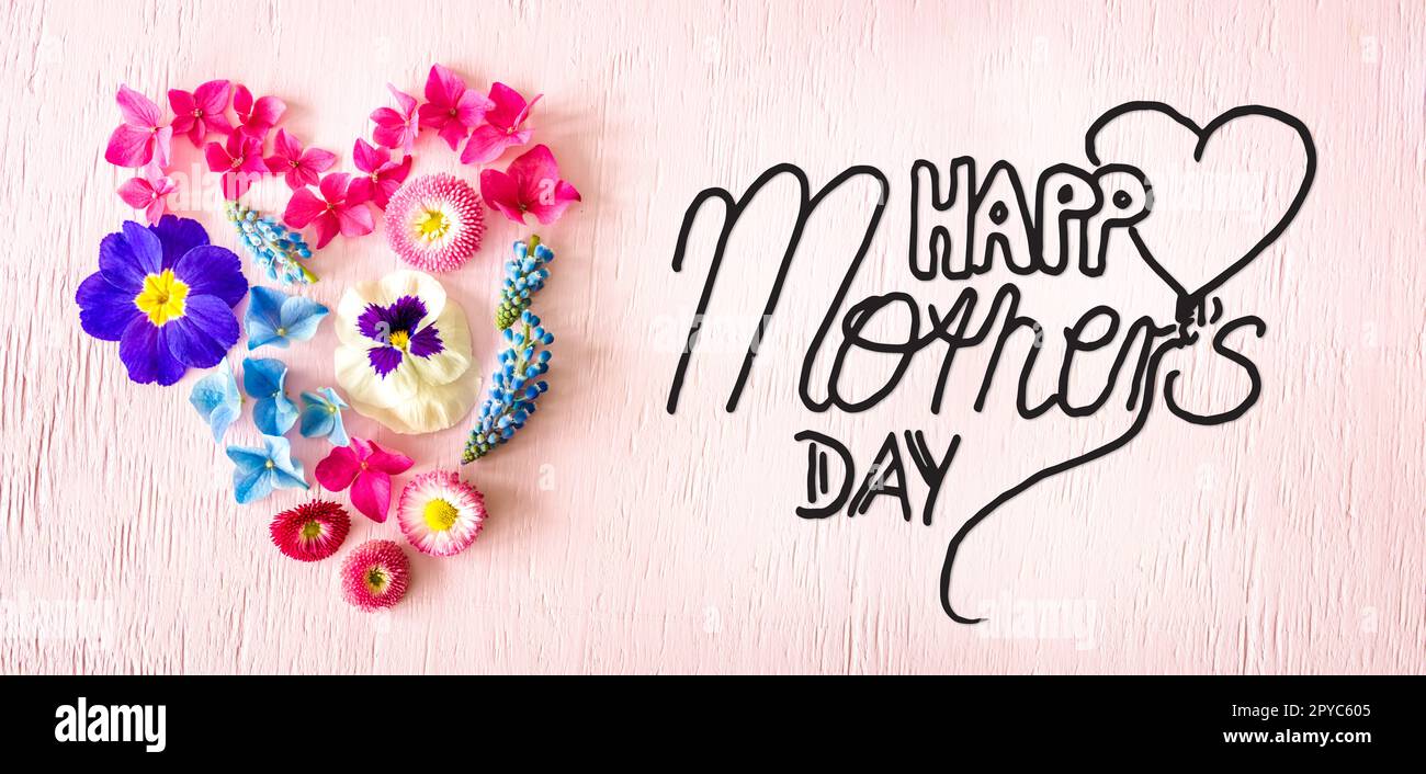 Fiori di primavera cuore, Calligraphy Happy Weekend Foto Stock