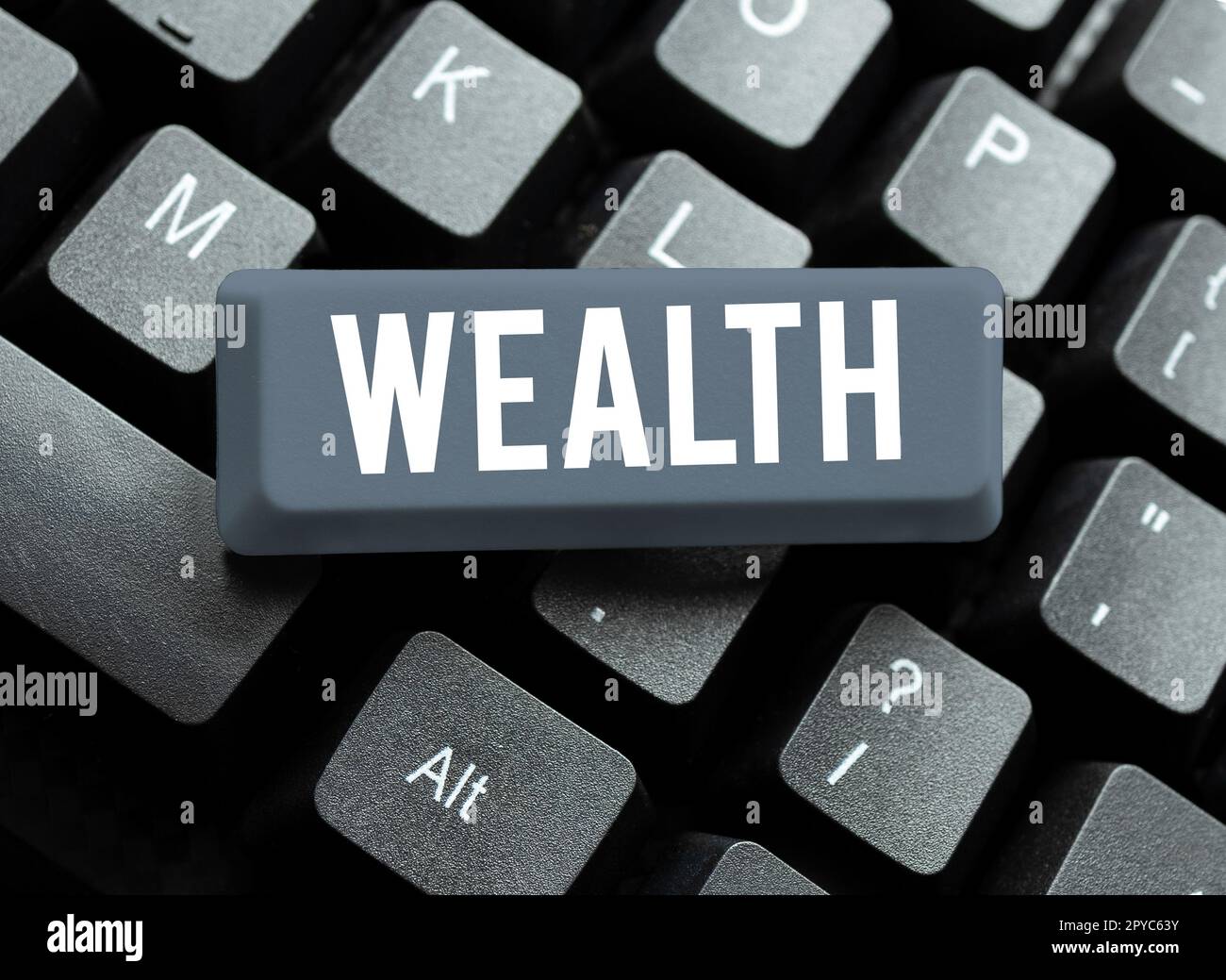 Segno di testo che mostra ricchezza. Business concetto abbondanza di beni preziosi o denaro per essere molto ricco di lusso Foto Stock
