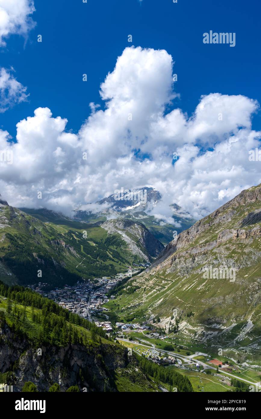 Paesaggio con Val d'isere, Savoia, Francia Foto Stock