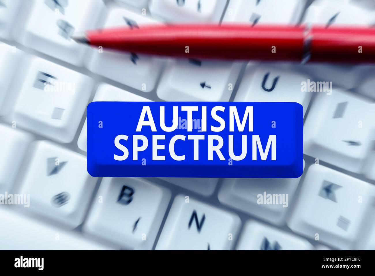Segnale che visualizza lo spettro autismo. L'idea di business compromise la capacità di comunicare e socializzare Foto Stock