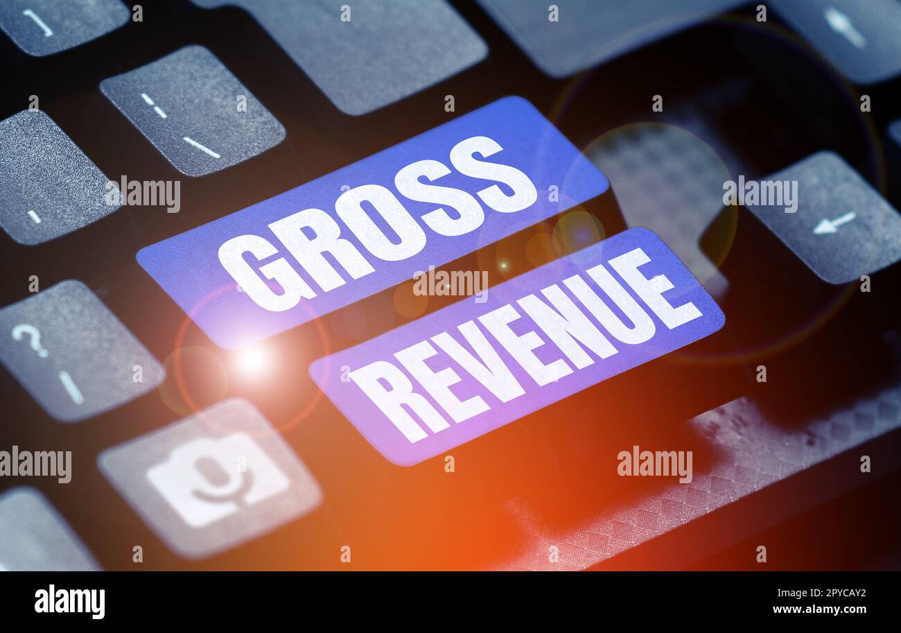 Testo che mostra il fatturato lordo dell'ispirazione. Parola scritta sul valore totale di tutto ciò che viene prodotto nel paese Foto Stock