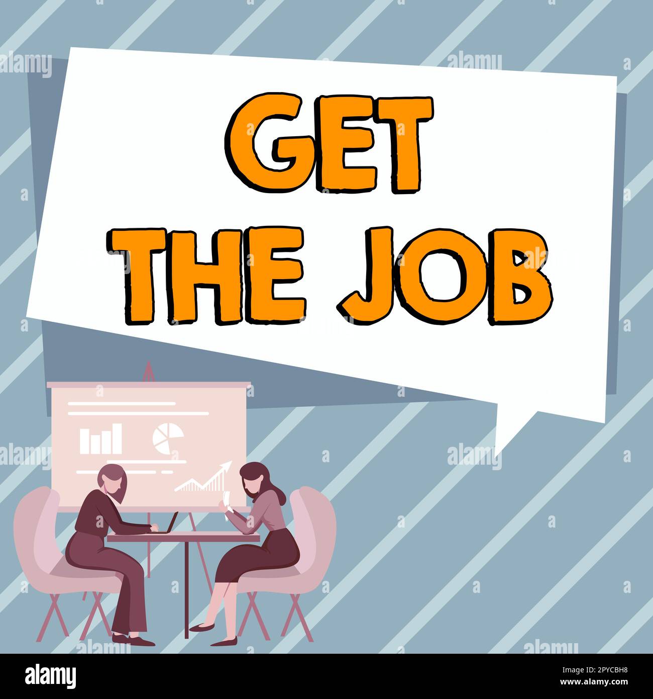 Visualizzazione del segno Ottieni il lavoro. Parola per ottenere lavoro di lavoro di posizione Headhunting reclutamento Foto Stock