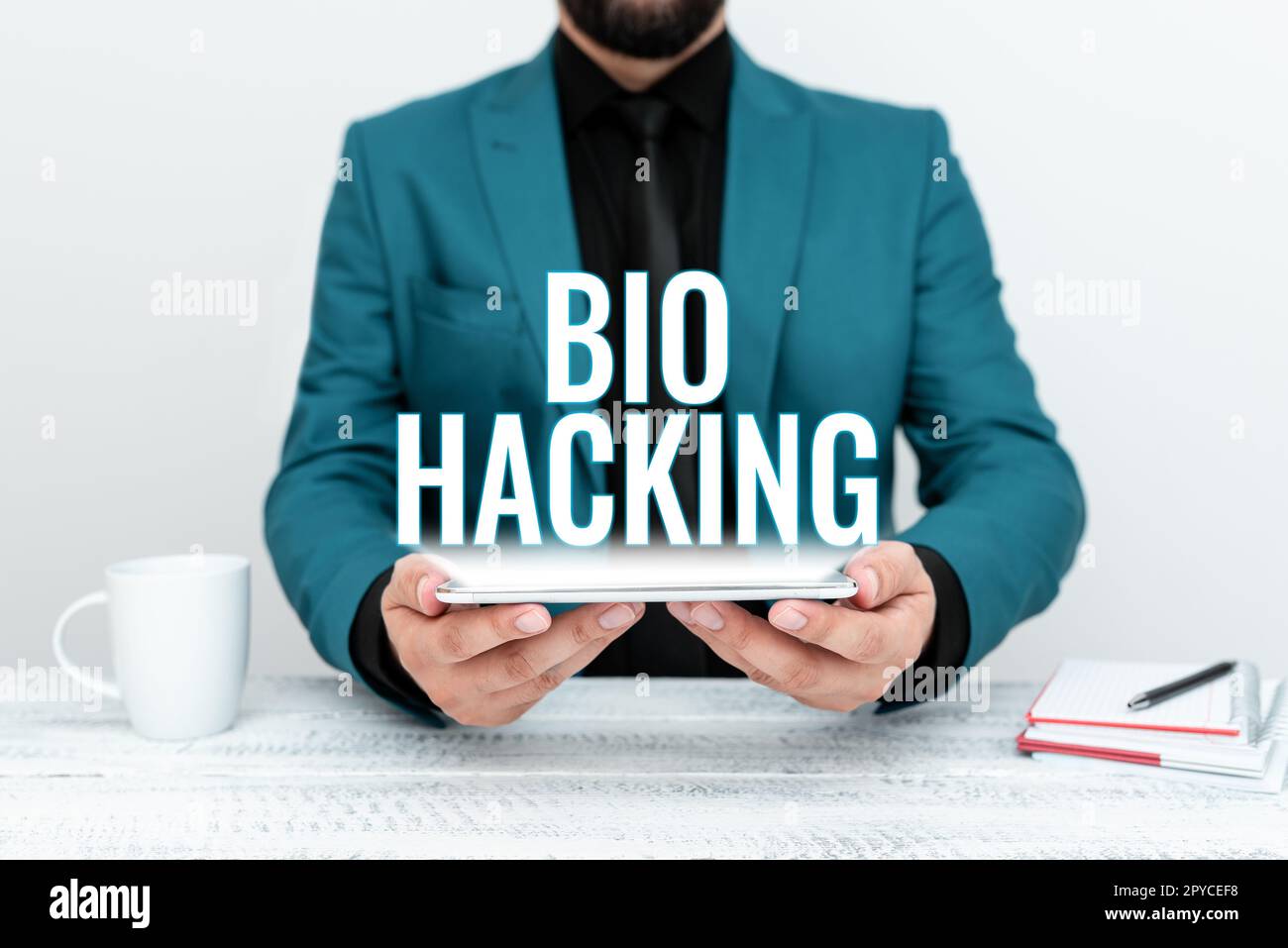 Cartello che mostra Bio Hacking. Fotografia concettuale che sfrutta sperimentalmente il materiale genetico senza riguardo agli standard etici Foto Stock