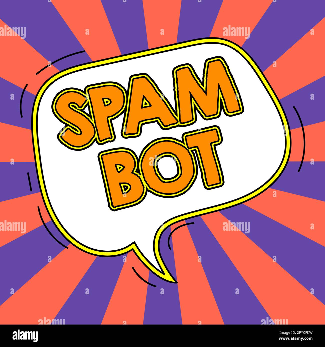Visualizzazione concettuale Spam Bot. Panoramica aziendale programma autonomo su Internet che invia spam agli utenti Foto Stock