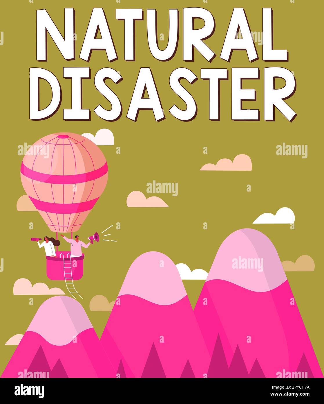 Visualizzazione concettuale disastro naturale. Approccio aziendale che si verifica nel corso della natura e per cause naturali Foto Stock