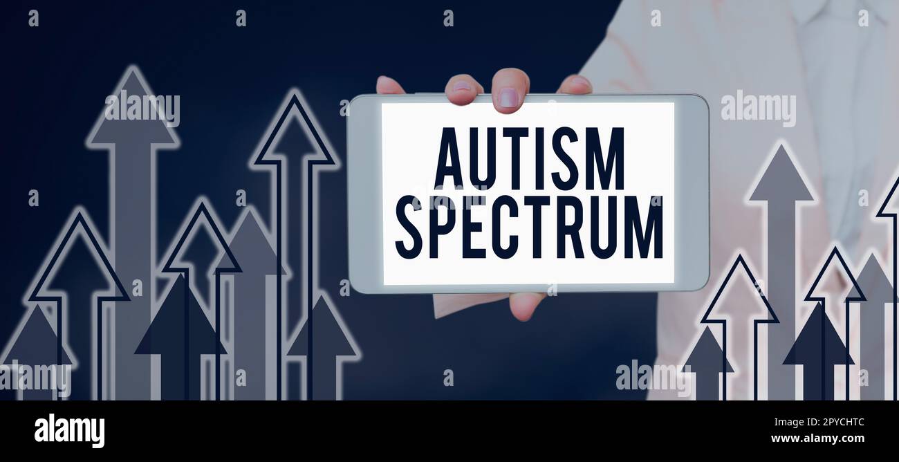 Segnale che visualizza lo spettro autismo. Parola per menomazioni nella capacità di comunicare e socializzare Foto Stock