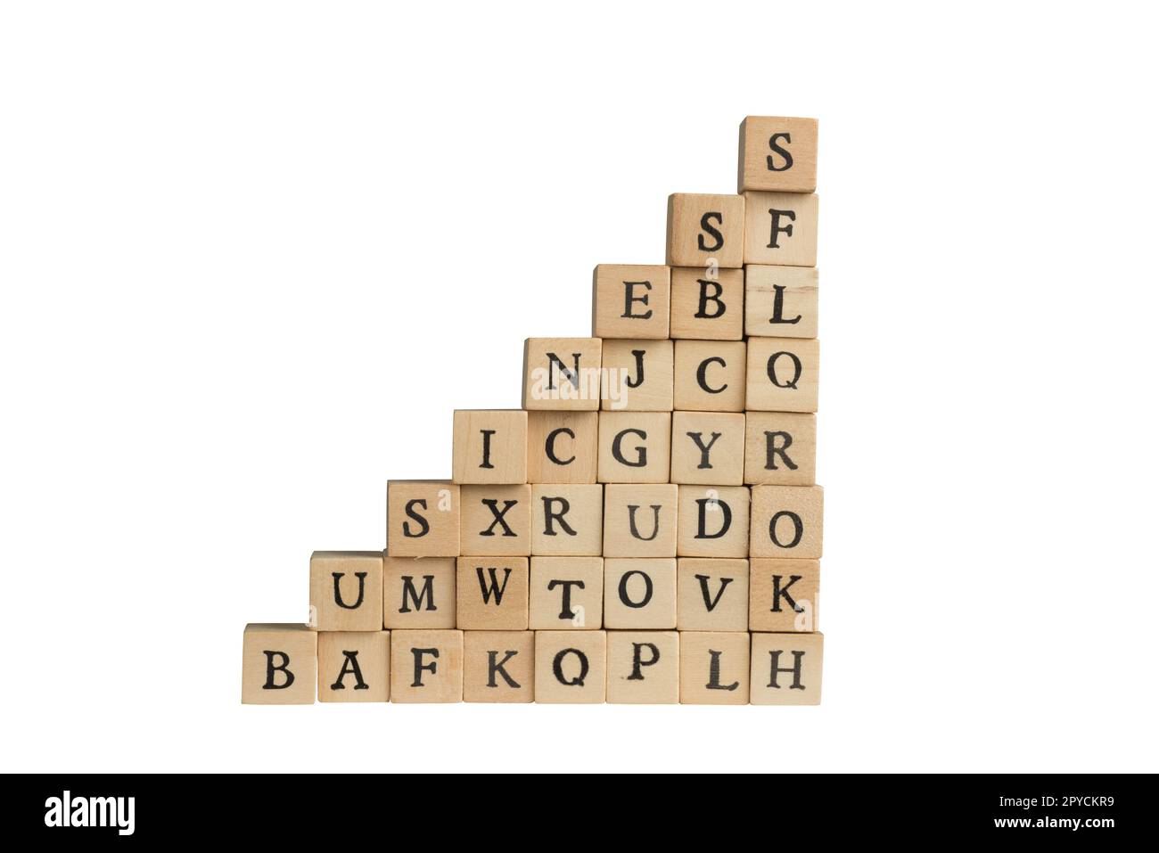 Costruzione di stats con cubi e lettere di legno. concetto di successo, di business e di aumento Foto Stock