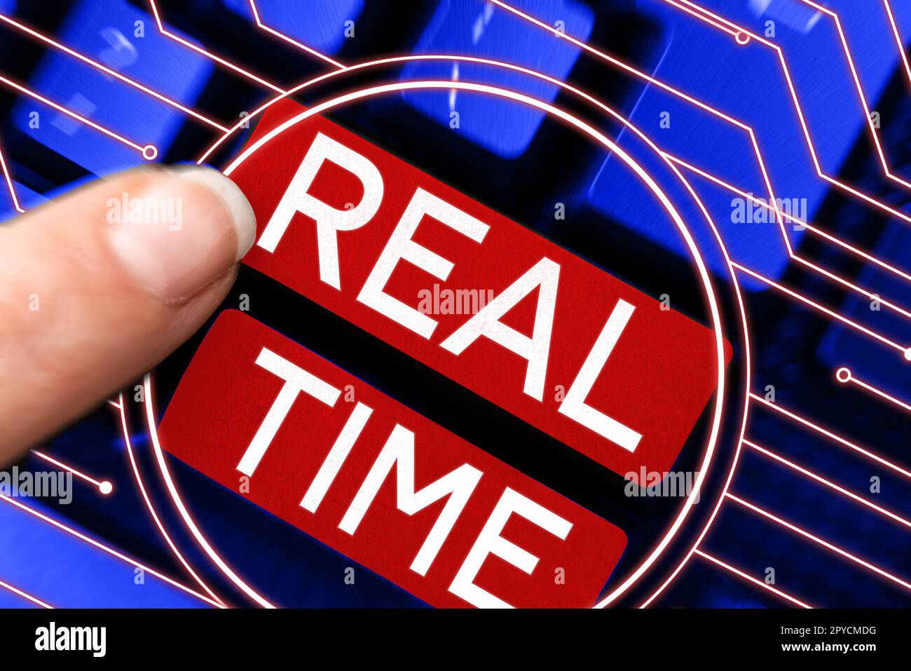 Testo che mostra l'ispirazione in tempo reale. Foto concettuale il tempo effettivo durante il quale si verifica un processo o un evento Foto Stock