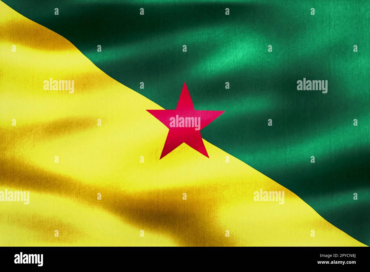 Bandiera della Guiana Francese - bandiera realistica in tessuto ondulato Foto Stock
