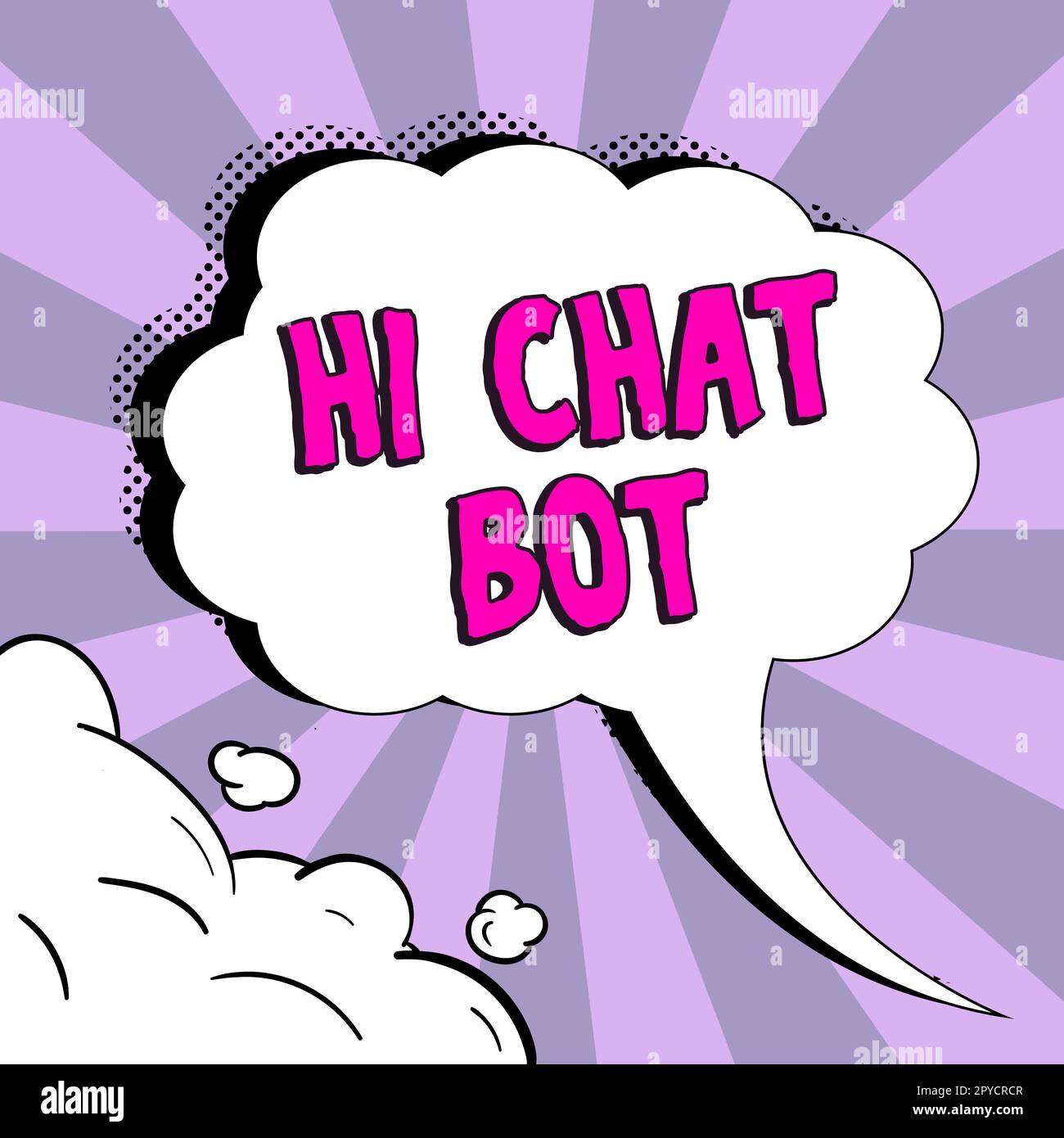 Testo che mostra ispirazione Ciao Chat Bot. Business Concept saluto alla macchina robot che risponde a un messaggio inviato Foto Stock