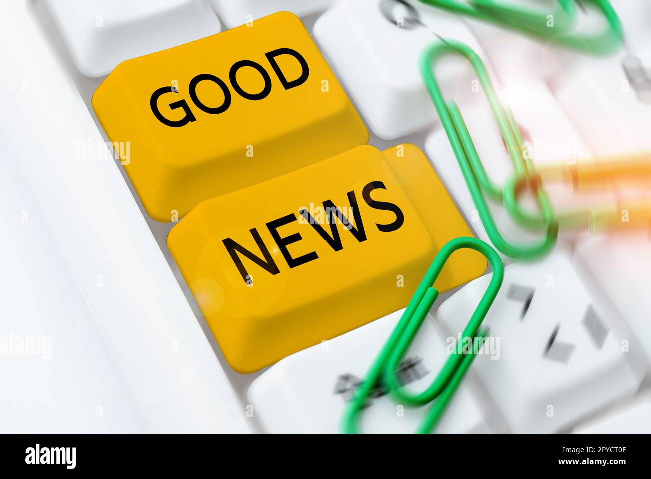 Segno che mostra buone notizie. Parola per qualcuno o qualcosa di positivo, incoraggiante, edificante, o desiderabile Foto Stock