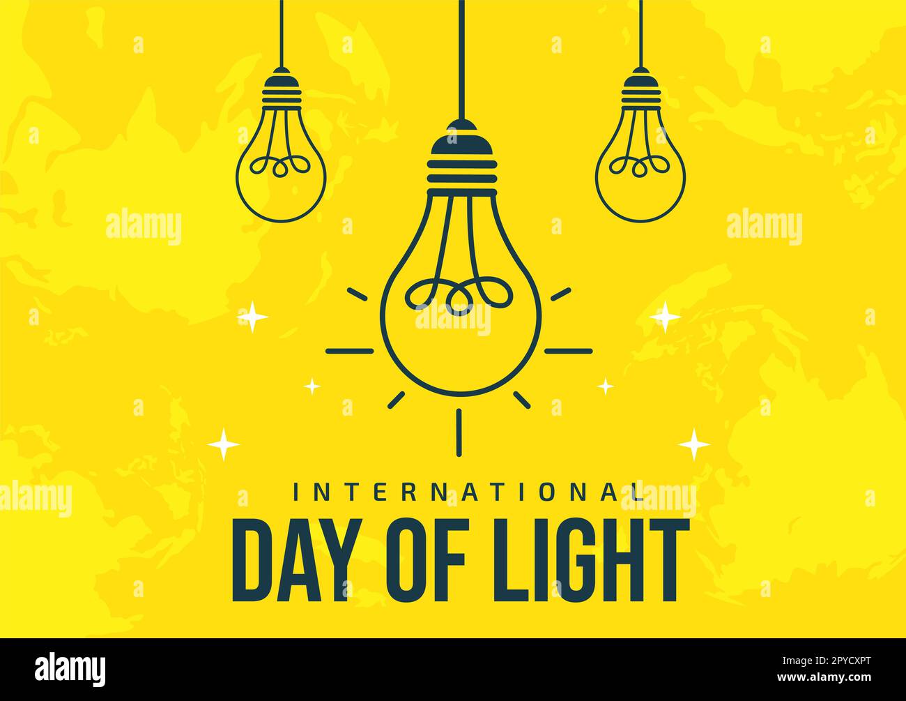 Giornata Internazionale della luce il 16 maggio Illustrazione dell'importanza dell'uso della lampada in cartoon piano disegnata a mano per modelli di banner o landing page Foto Stock