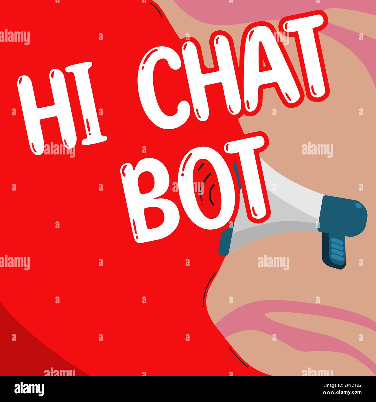 Visualizzazione concettuale Hi Chat Bot. Panoramica aziendale saluto alla macchina robotica che risponde a un messaggio inviato Foto Stock