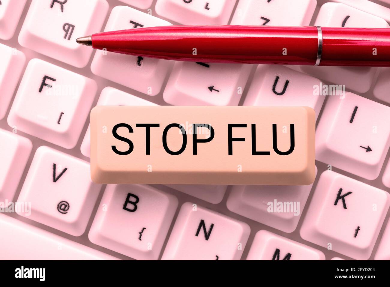 Cartello con indicazione Stop Flu. Business idea trattare la malattia contagiosa respiratoria causata dal virus dell'influenza Foto Stock