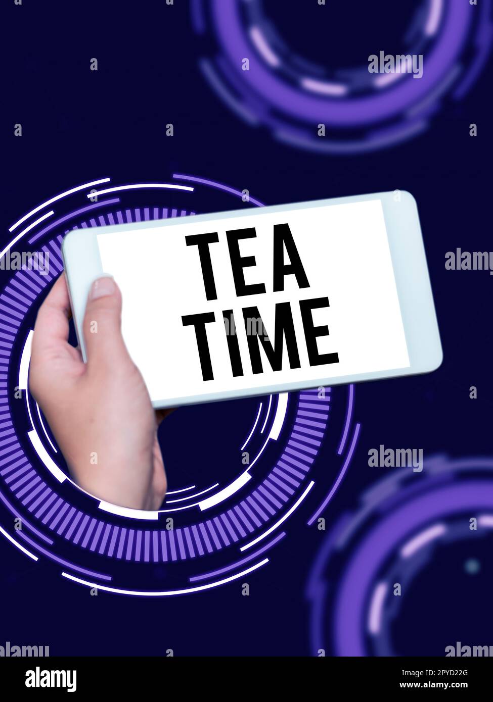 Scrittura con visualizzazione del testo Tea Time. Parola per il tempo nel pomeriggio in cui alcune persone mangiano un piccolo pasto Foto Stock