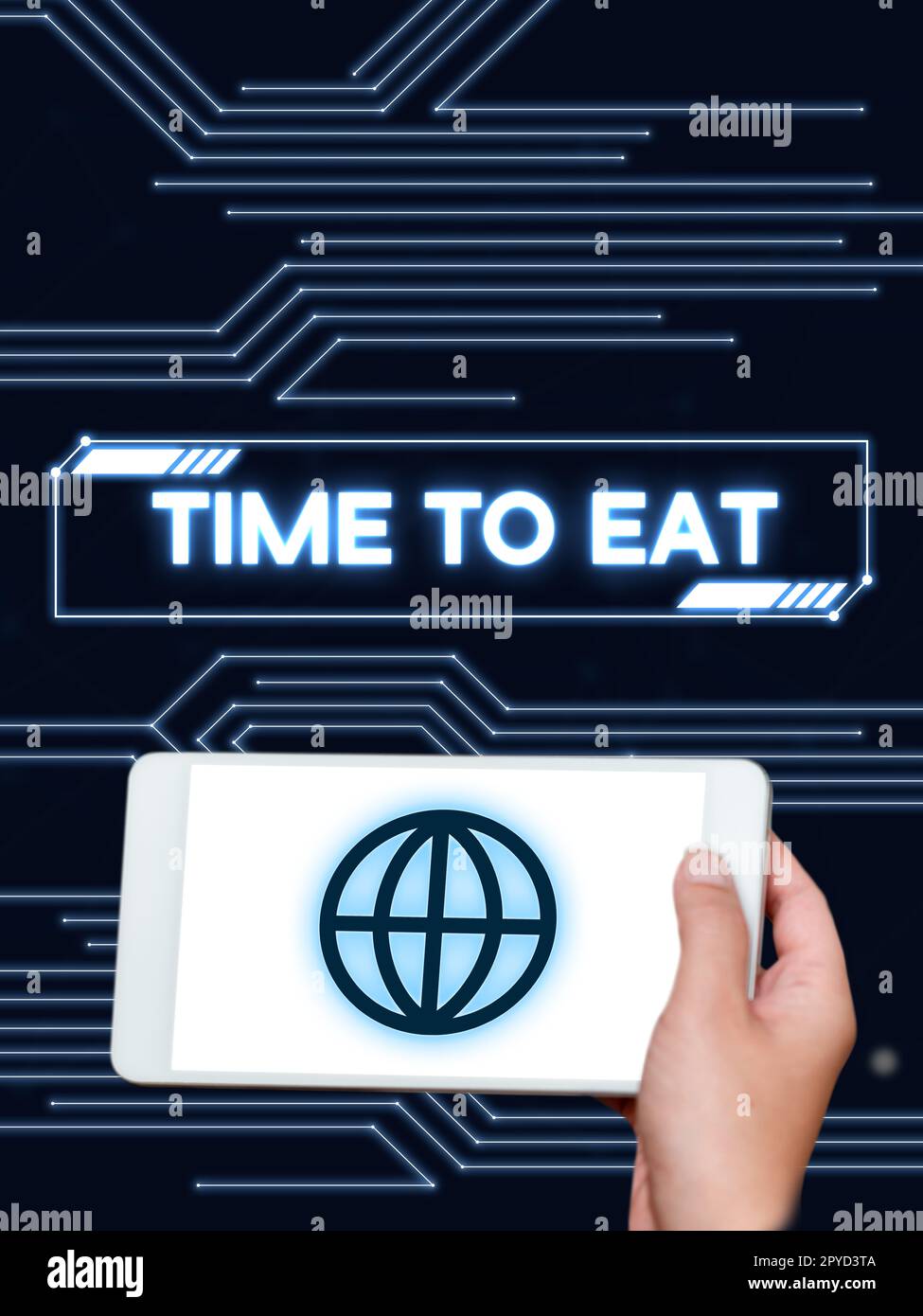 Scrittura visualizzazione testo tempo di mangiare. Parola per il momento giusto per gustare un pranzo cena buon cibo fame Foto Stock