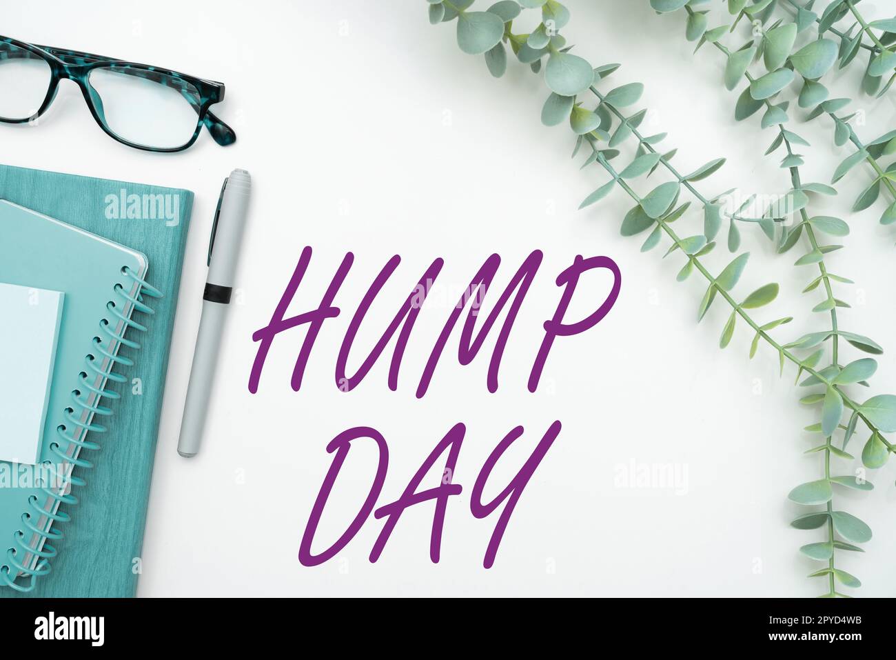 Scrittura a mano segno Hump Day. Business concept arrampicata su una collina proverbiale per passare attraverso una settimana difficile Mercoledì Foto Stock