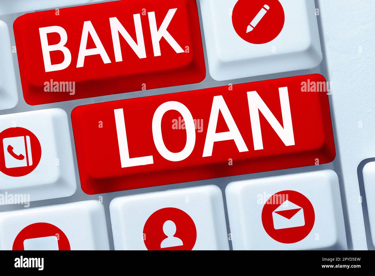 Segno che mostra prestito bancario. Business approccio una quantità di denaro prestato a interessi da una banca a un mutuatario Foto Stock
