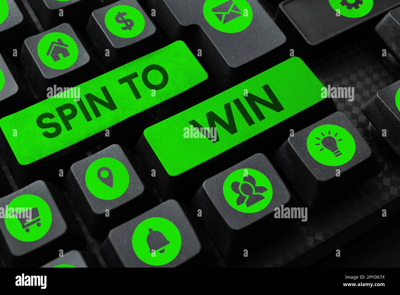 Scrittura a mano del testo Spin to Win. Parola per tentare la vostra fortuna gioco d'azzardo gioco d'azzardo gioco di Lottery rischio Foto Stock