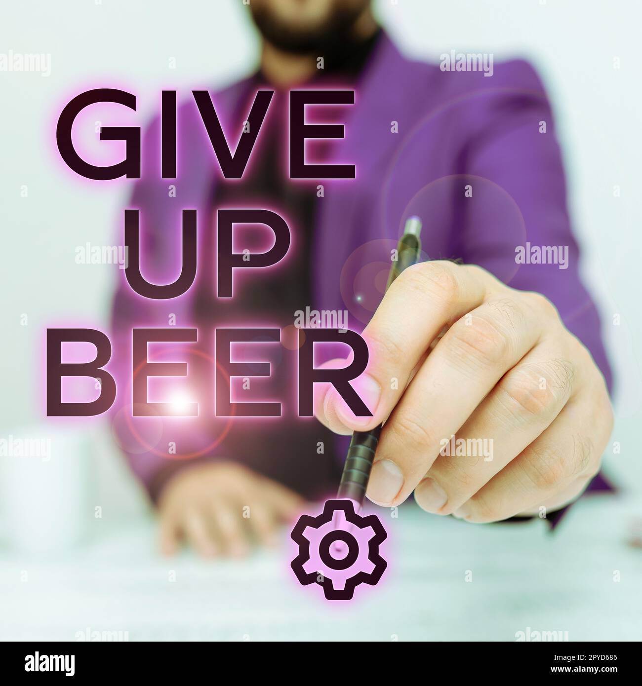 Visualizzazione concettuale birra di give up. Concetto di Internet Smettere di bere alcol trattamento per la dipendenza dieta sana Foto Stock