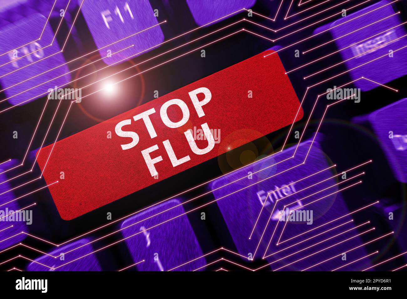 Ispirazione che mostra il segno Stop Flu. Parola per trattare la malattia contagiosa respiratoria causata dal virus dell'influenza Foto Stock