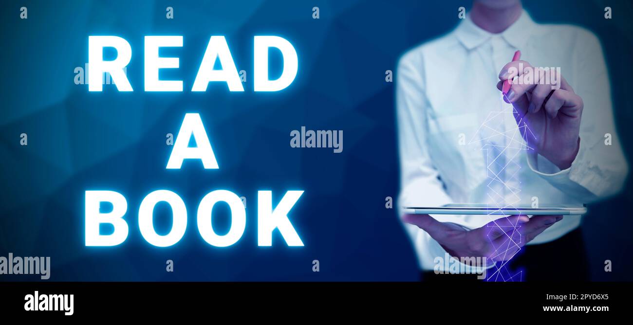 Testo scritto a mano Leggi Un libro. Approccio aziendale Godetevi la letteratura attività tradizionale imparare cose nuove Foto Stock