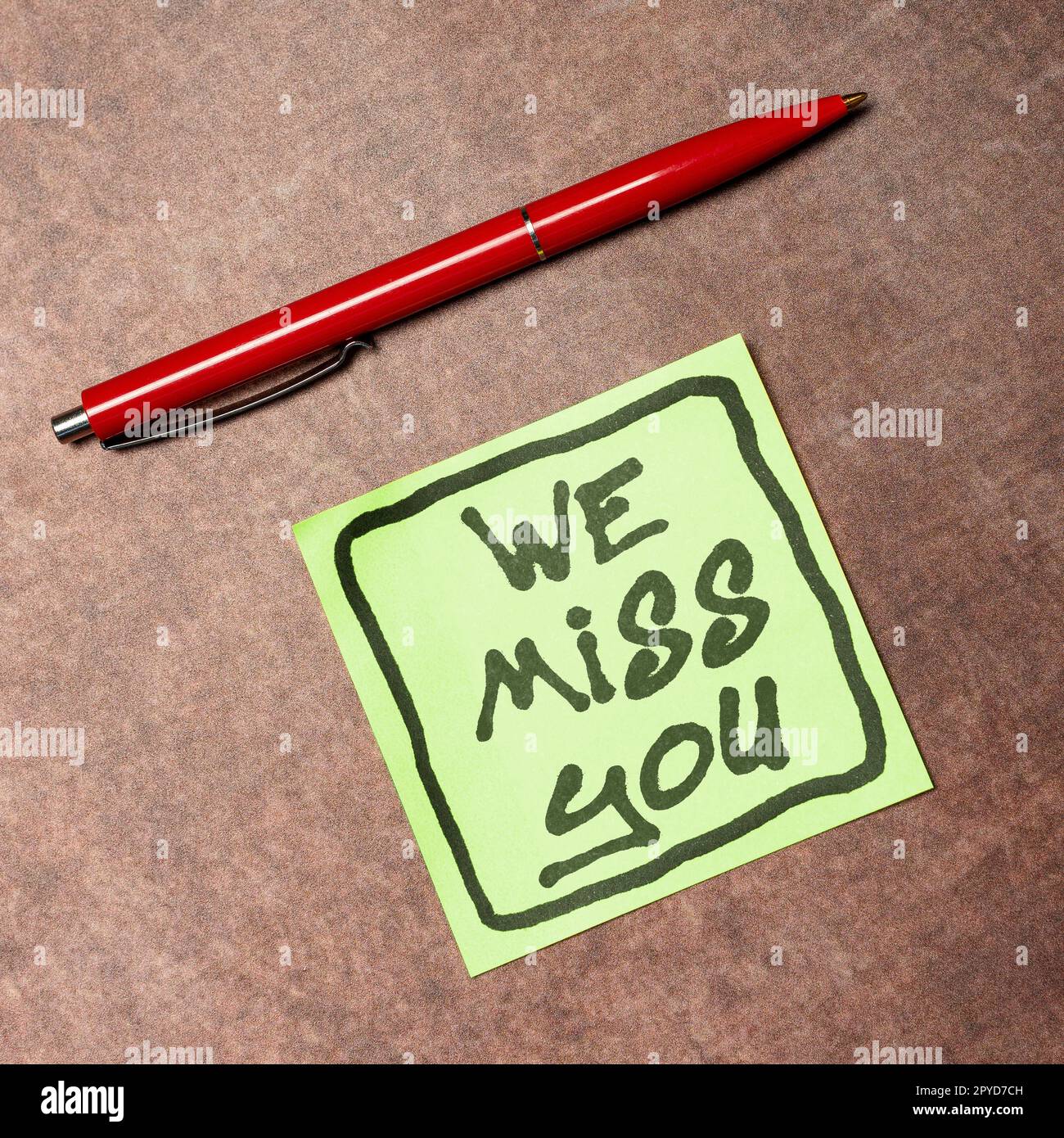 Visualizzazione concettuale ci manchi. Approccio aziendale sentirsi triste perché non siete qui più messaggio amorevole Foto Stock