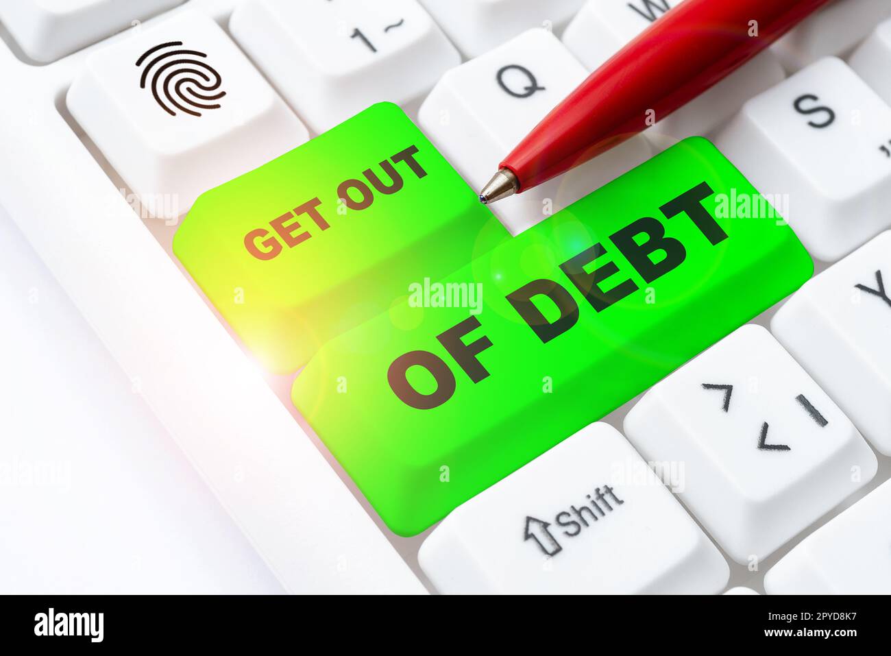 Didascalia di testo che presenta uscire dal debito. Concetto di affari Nessuna prospettiva di essere pagato più e libero da debito Foto Stock